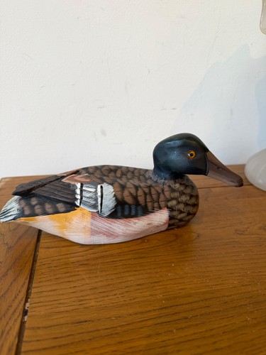 Hand carved wooden duck decoy - duck,
