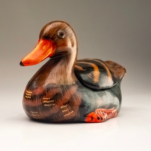 Hand painted pottery duck - hand,