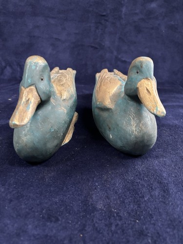 Pair wooden decoy ducks - pair,