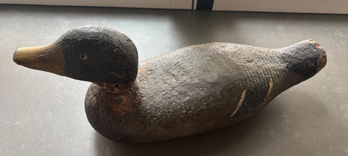 Antique hand carved wood duck - hand,