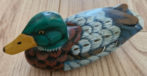 Wooden carved male mallard - wooden,