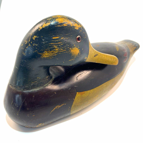 Duck decoy hand painted wooden - decoy,