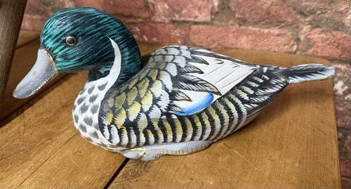 Hand painted wooden duck - painted,