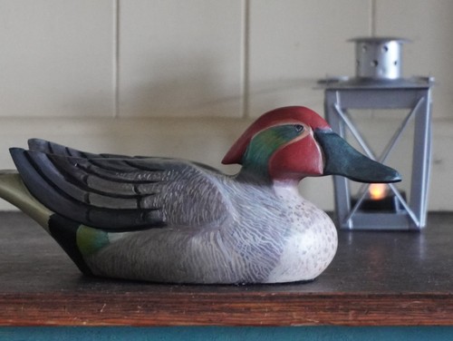 Teal duck decoy style ornament - duck, decoy-style