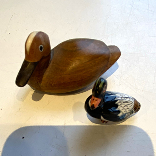Wooden duck ornament - 2x,