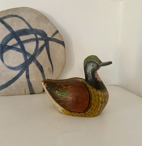 Hand painted wooden duck - painted,