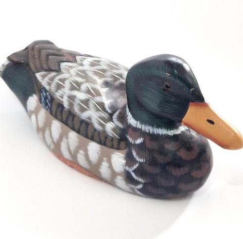 Hand painted wooden mallard - hand,