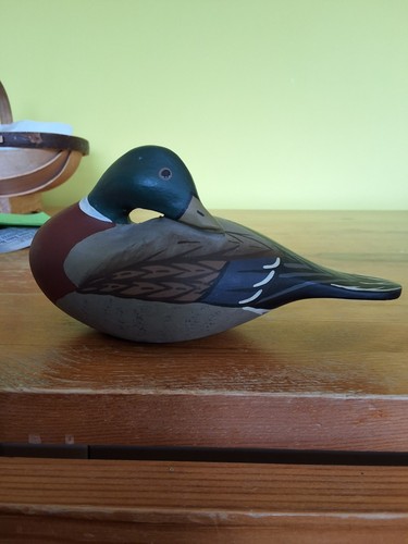 Quater size decoy duck - ,, signed