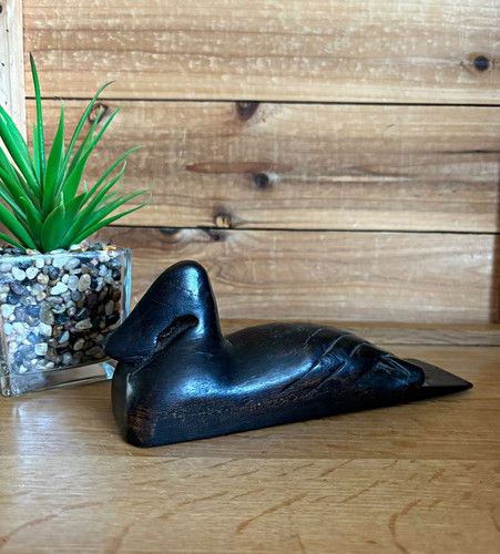 Black carved wooden - black, decoy