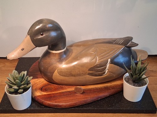 Vintage solid wooden duck - a,